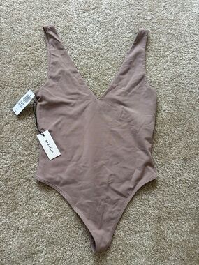Babaton Dusty Mauve V-Neck Bodysuit